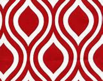 Red Nicole Geometric Table Runner. Kitchen/Dining Table Runner. Colors: Red & White. 12 x 60"