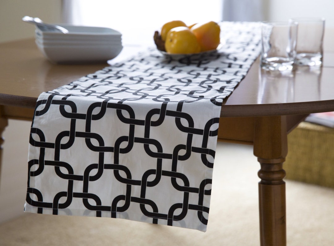 Black and White Table Runner.party Runner. Chainlink Runner.black and