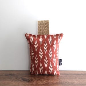 Rustic Fabric Door Stopper – Weighted Door Stop with Jute Handle – Stylish Block for Bedroom, Living Room, Nursery & More