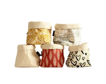 Paniers de rangement en tissu - Poubelles de rangement réutilisables pour salle de bain, chambre de bébé, bureau et étagères - Récipients pliables en tissu de coton