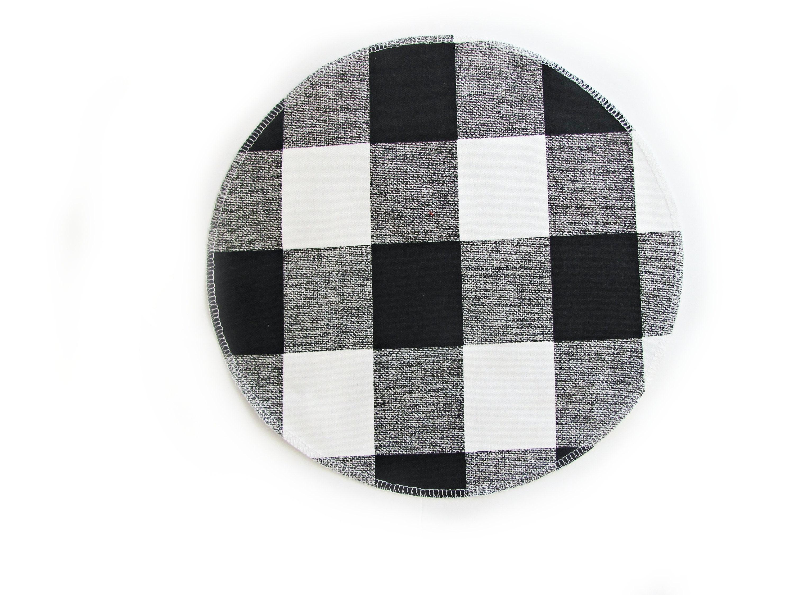 Plaid Buffalo Check Round Placemat. Black and White.Round Etsy