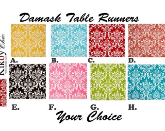 Damask  Table Runners.Damask  Table Cloth. Damask Table Runner.  Damask Runner 18" - 72" Runner or 12 x 18"Placemat.