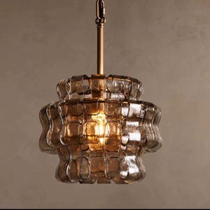 Lámpara de techo de lujo francesa estilo retro Murano con cristal – 33 cm (13 pulgadas)