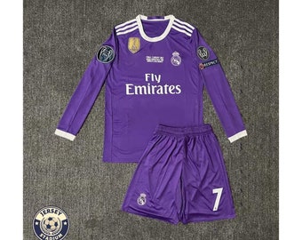 Maillot violet Real Madrid saison 2016 - 2017 Cristiano Ronaldo n°7 manches longues rétro football Ligue des champions