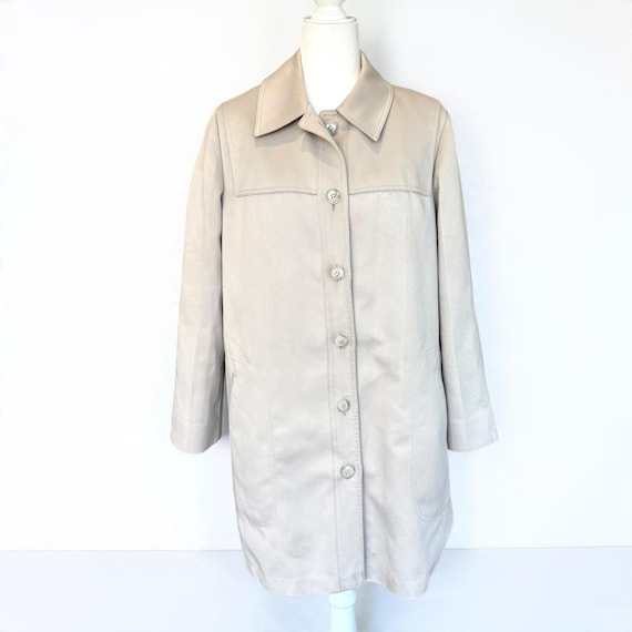 London Fog, London Fog Vintage 70s Car Coat Tan Faux Shearling Zip Out Liner Womens 14