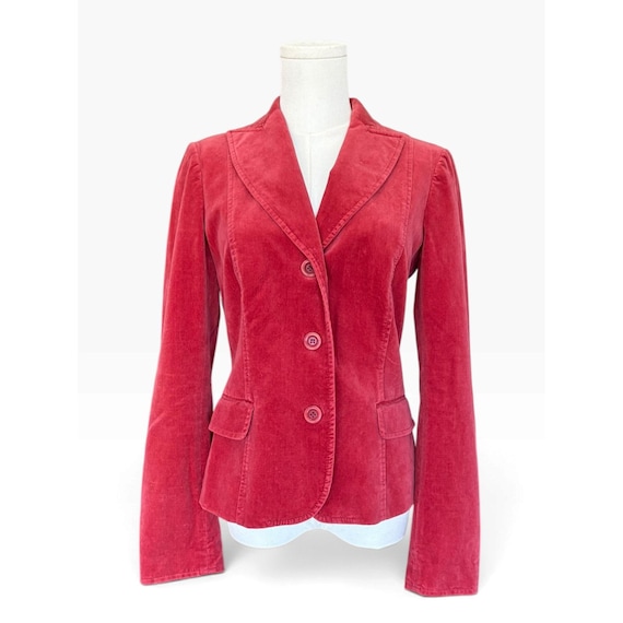 Moschino Cheap and Chic, Vtg Moschino Cheap and Chic Velvet Blazer Jacket Coral Pink Red Made in Italy