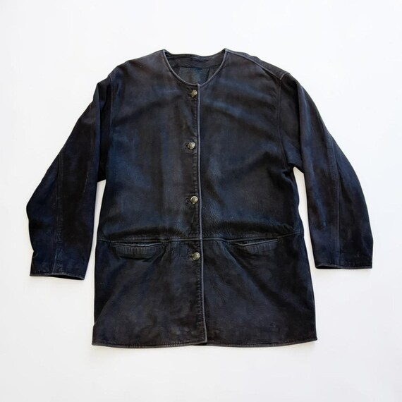 Timberland, Timberland Weathergear Vintage 90s Black Leather Car Coat M/L Waterproof