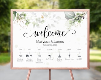 Wedding Welcome Sign, Wedding Itinerary, Welcome Wedding Sign, Printable Schedule Of Events, Wedding Timeline, Infographic Template