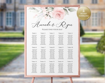 Seating Chart, Wedding Seating Sign, Wedding Sign, Seating Chart Template, Rustic Wedding Decor, Wedding Table Numbers, Wedding Decoration