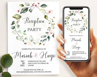 Reception Invitation Template, Electronic Wedding Invitation, Editable Instant Download, Downloadable Wedding Reception Invite, Boho Invite