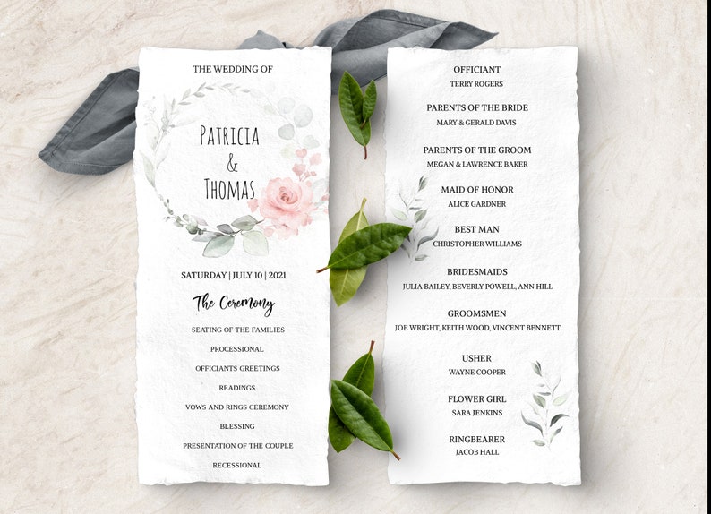 Wedding Invitation Suite, Elegant Wedding Bundle, Digital Download, Printable Wedding Invitation Set, Blush & Green, Editable Template,Fleur image 6