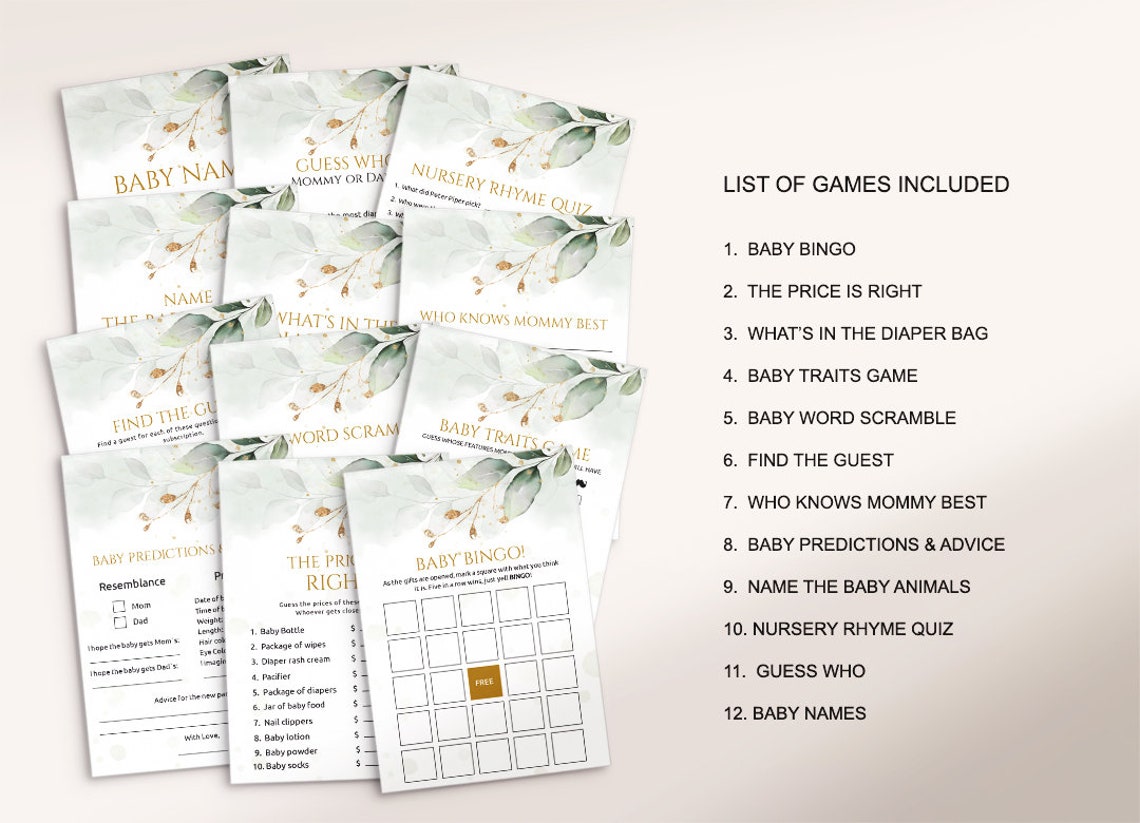 Shower Game Bundle Baby Shower Games Printable Baby Shower - Etsy