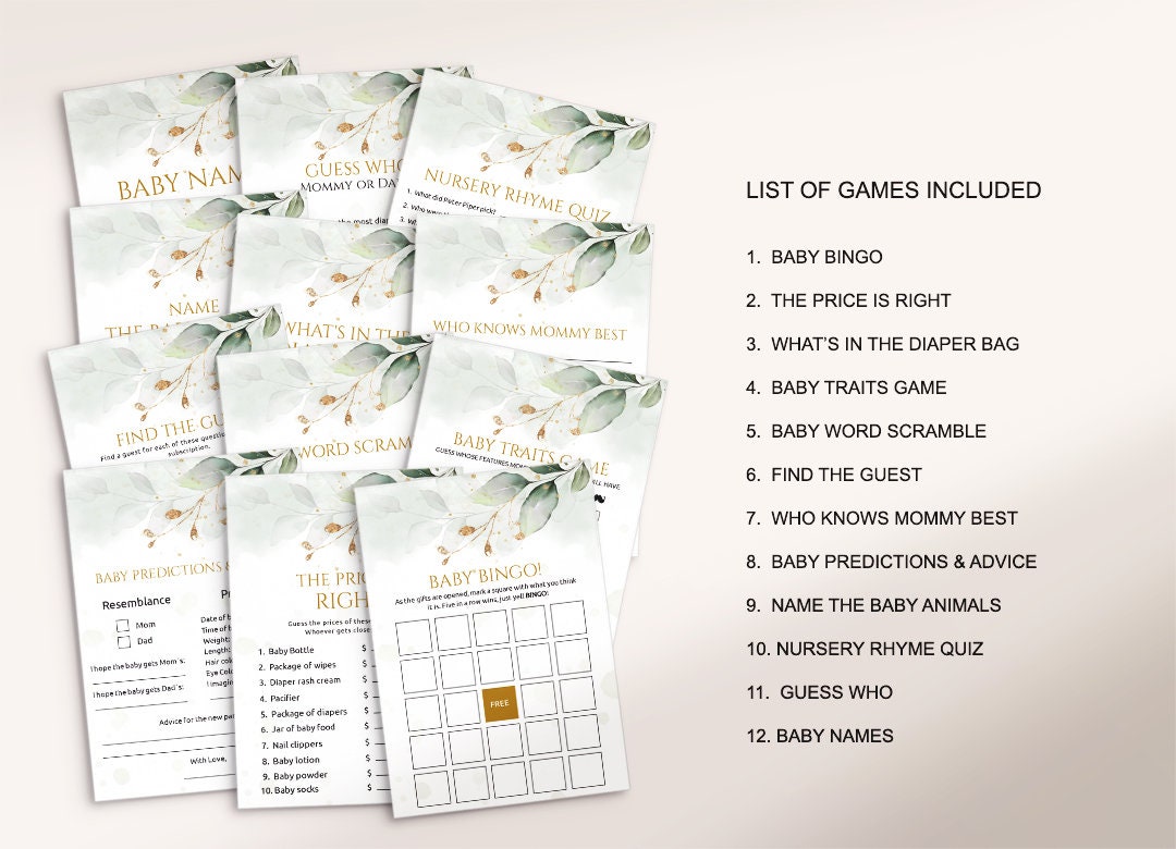 Shower Game Bundle Baby Shower Games Printable Baby Shower - Etsy