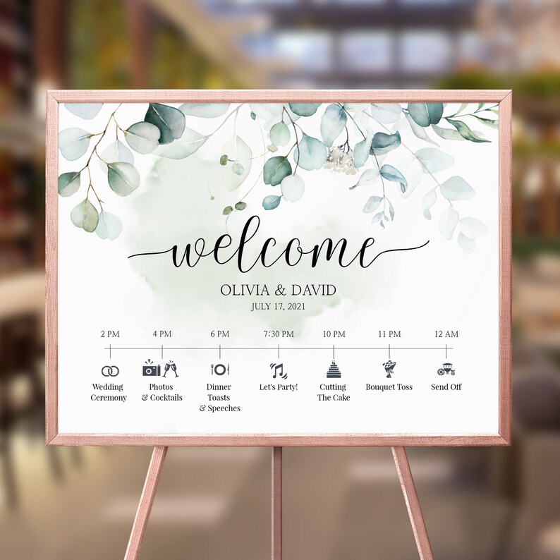 Eucalyptus Wedding Signage Large Welcome Wedding Sign Wedding Welcome Sign Greenery Wedding Icons Welcome To Our Wedding Sign