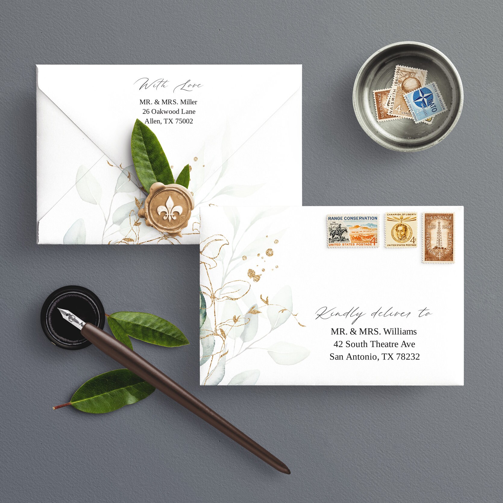 Wedding Envelope Template Printable Envelope Greenery - Etsy