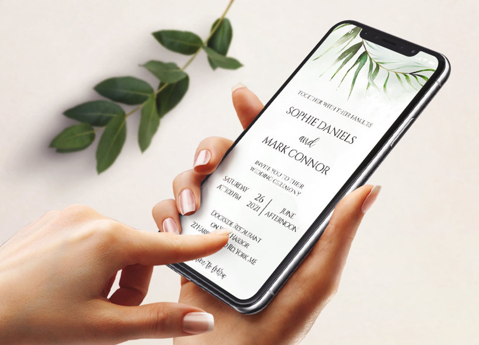 Electronic Invitation iPhone 2 Sizes, Smartphone Wedding Evite Template