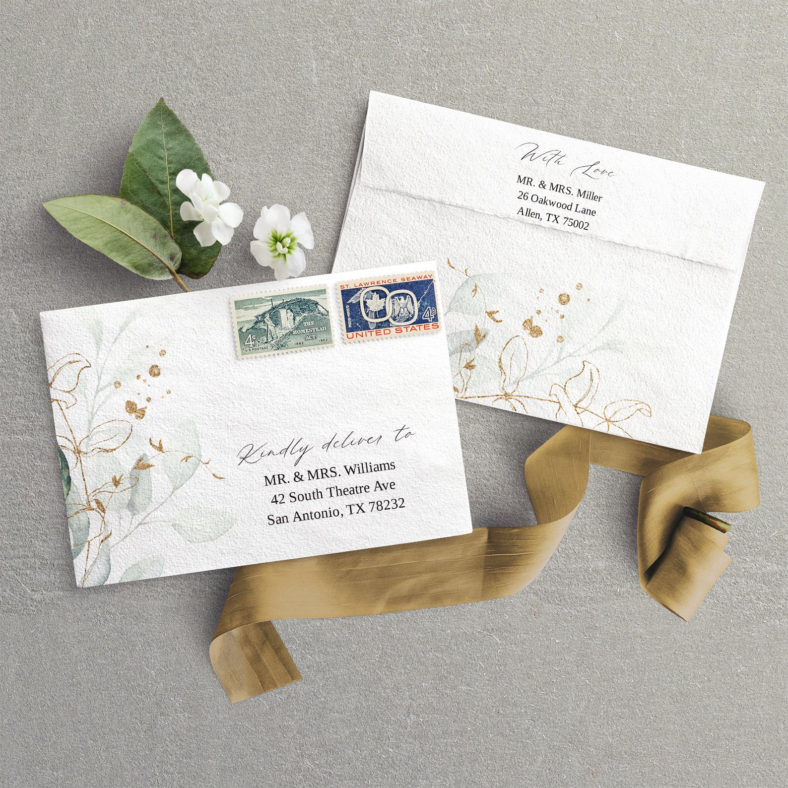 Wedding Envelope Template Printable Envelope Greenery - Etsy
