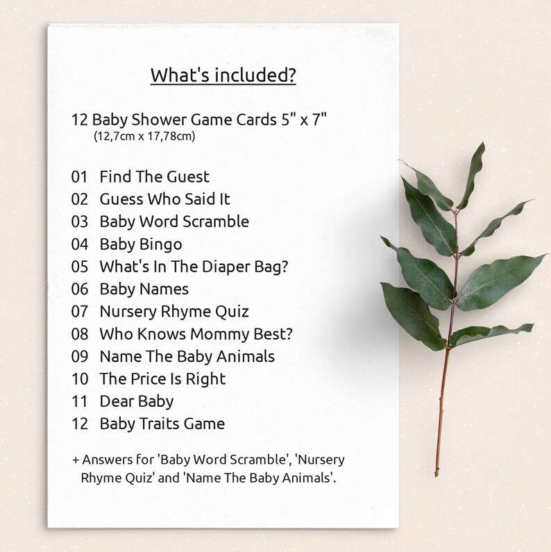 12 Baby Shower Games Flower Baby Shower Games Baby Shower Etsy