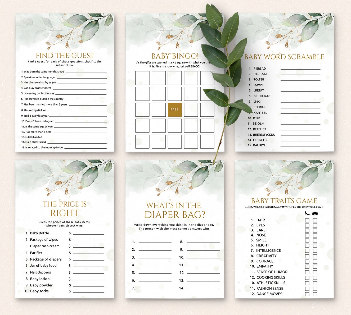 Shower Game Bundle Baby Shower Games Printable Baby Shower - Etsy