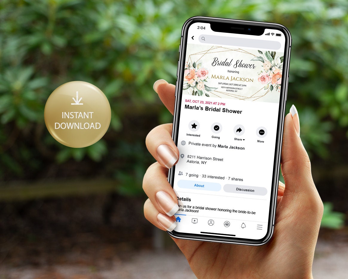 Geometric Bridal Shower Facebook Event Cover Banner Digital Etsy