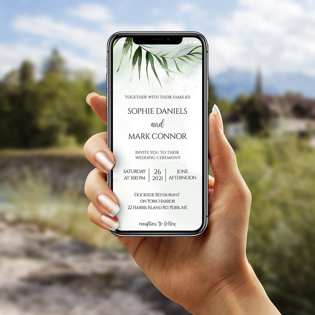 Electronic Invitation iPhone 2 Sizes, Smartphone Wedding Evite Template
