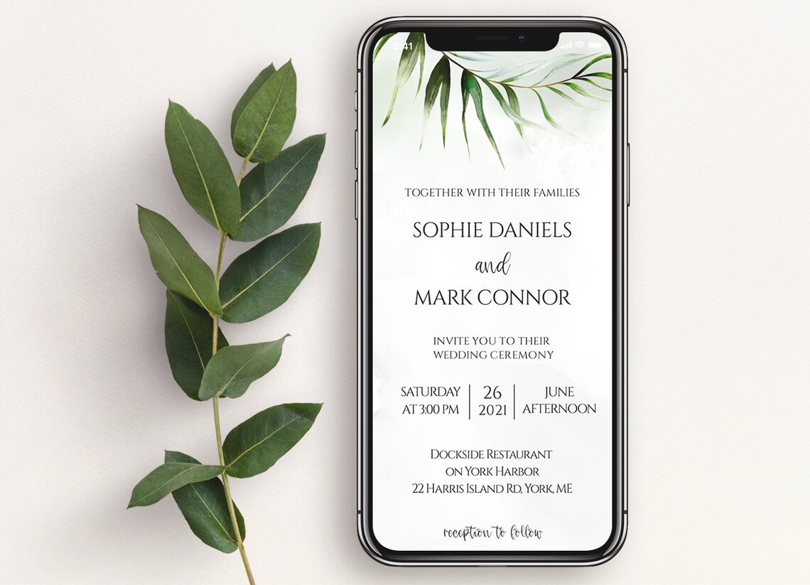 Electronic Invitation iPhone 2 Sizes, Smartphone Wedding Evite Template