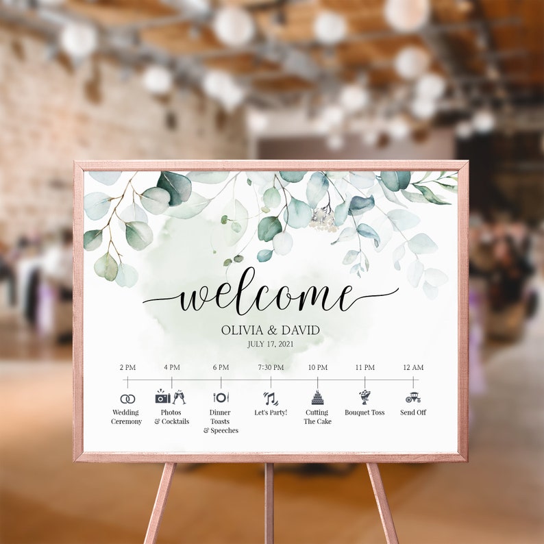 Eucalyptus Wedding Signage Large Welcome Wedding Sign Wedding Welcome Sign Greenery Wedding Icons Welcome To Our Wedding Sign