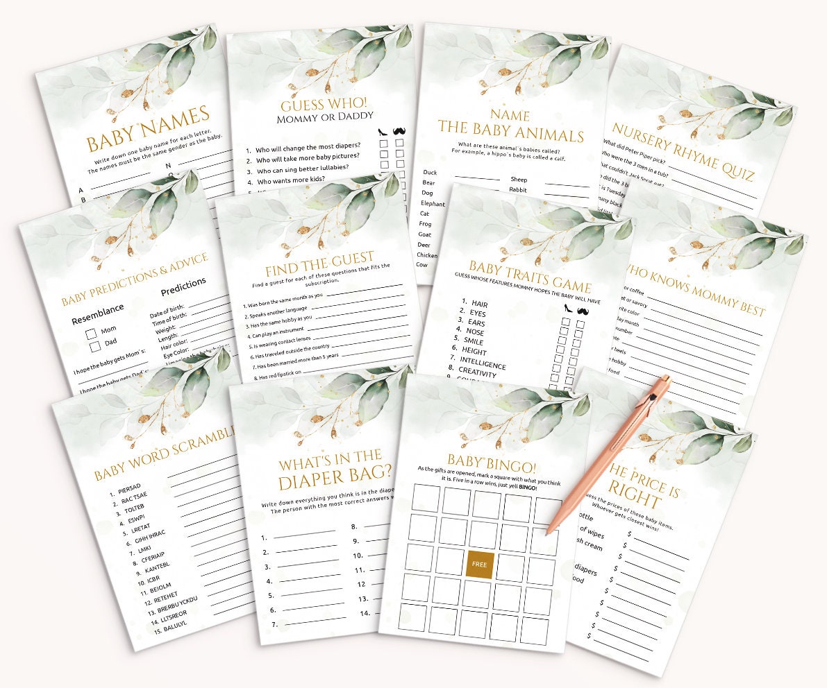 Shower Game Bundle Baby Shower Games Printable Baby Shower - Etsy