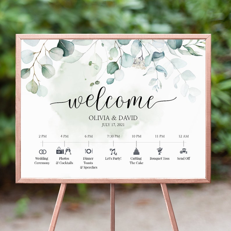Eucalyptus Wedding Signage Large Welcome Wedding Sign Wedding Welcome Sign Greenery Wedding Icons Welcome To Our Wedding Sign