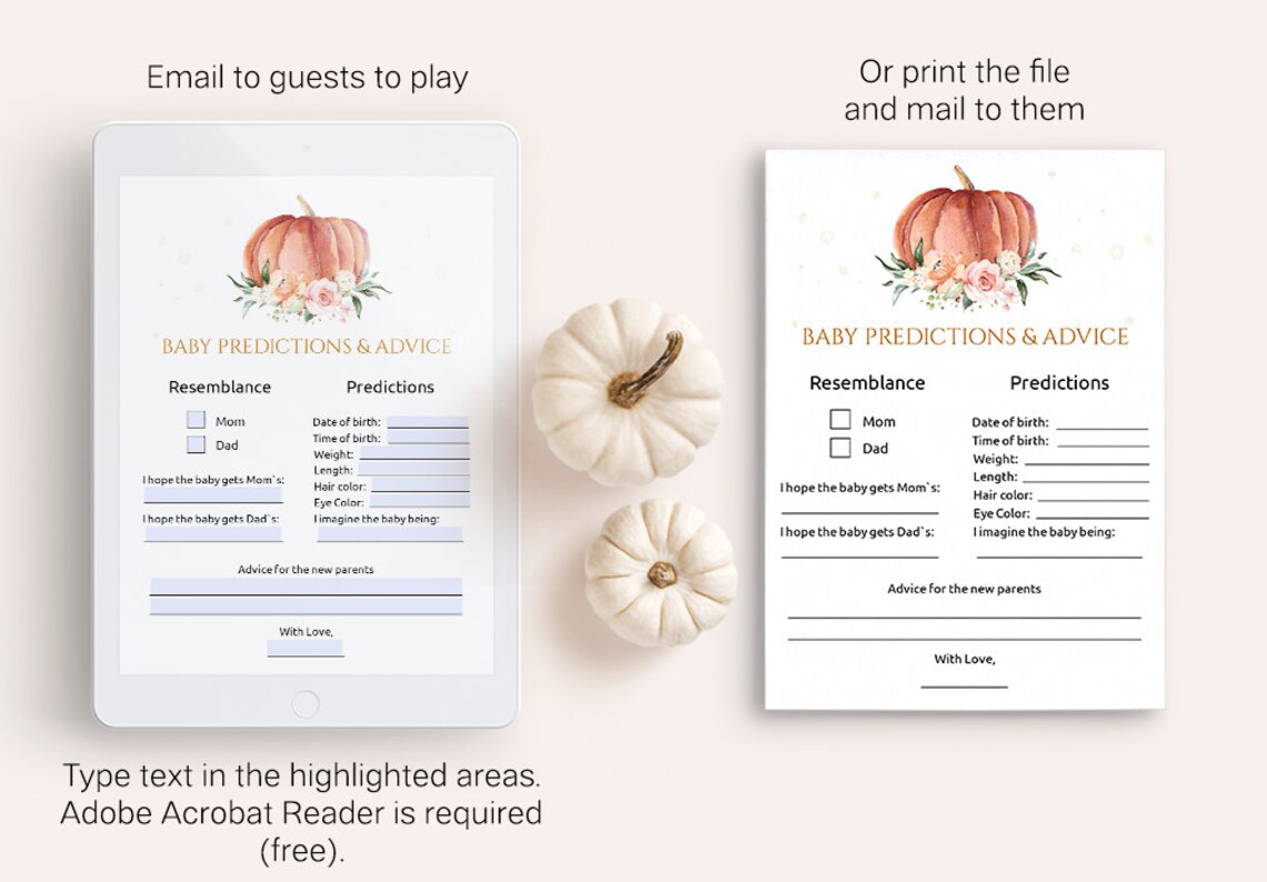 Fall Baby Shower Games Printable Virtual Fillable Baby | Etsy