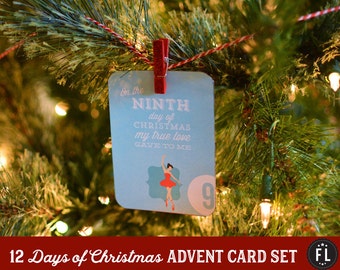 12 Days of Christmas 3 x 4 DIY Printable Christmas Advent Card Set