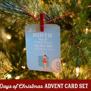 12 Days of Christmas 3 x 4 DIY Printable Christmas Advent Card Set