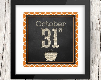 8x8 Printable Oct 31st Halloween Dictionary Art Poster