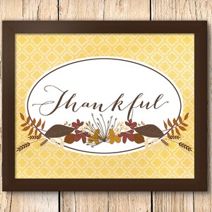 Agradecido - 8 x 10 descargable imprimible Acción de Gracias & Otoño Cartel