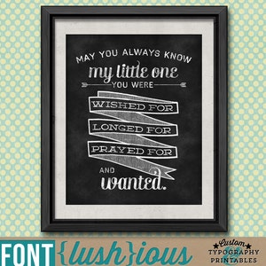 You Were Wanted DIY Printable Adoption Chalk Nursery Poster Sign image 1