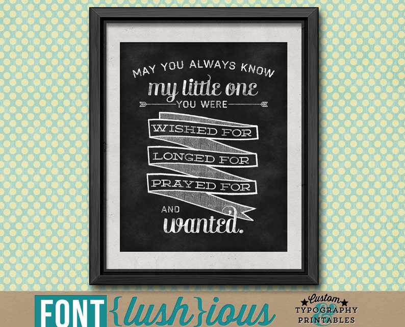 You Were Wanted DIY Printable Adoption Chalk Nursery Poster Sign image 1