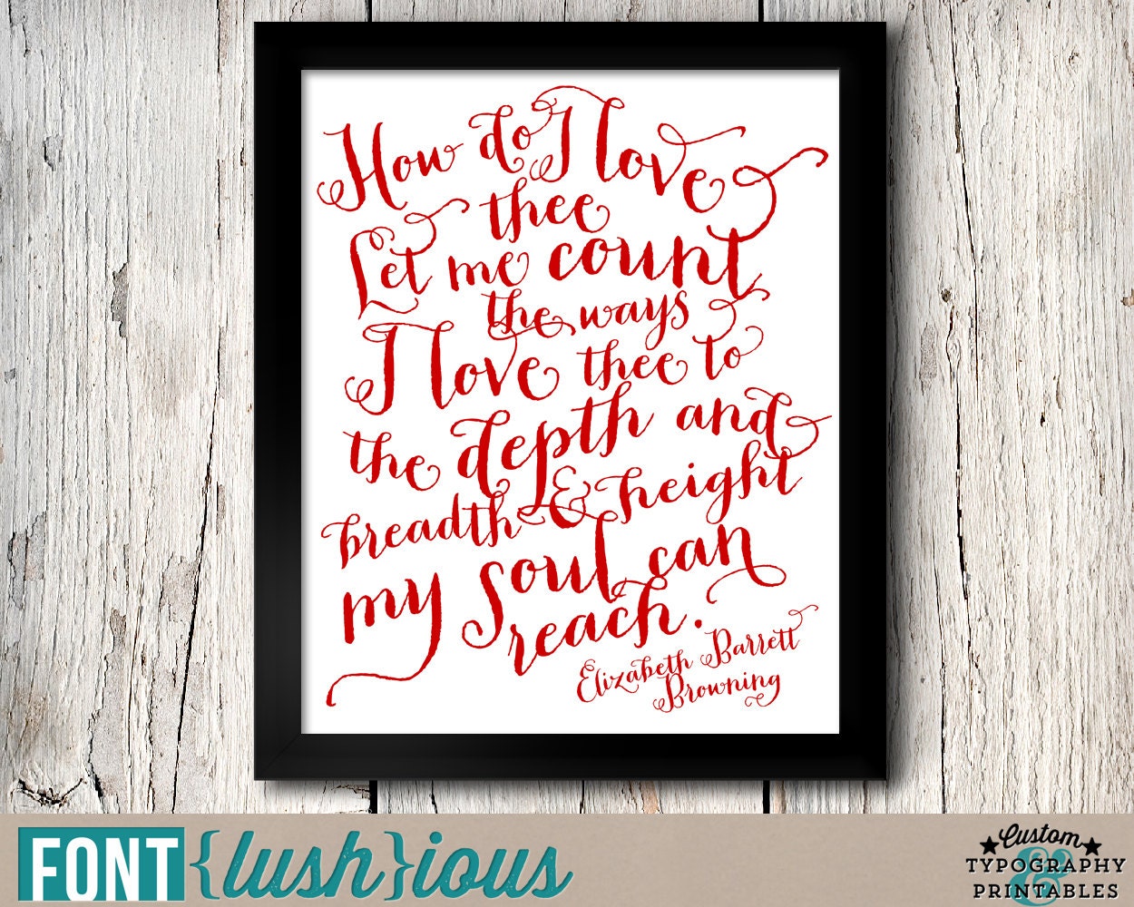 How Do I Love Thee DIY Printable Valentine Art Poster Etsy