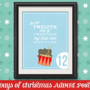 12 Days of Christmas Countdown - 8 x 10 DIY Printable Christmas Advent Poster Set