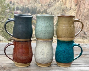 Minimalist Handmade Pottery Mug, handmade mug, farmhouse decor, stoneware mug, large mug, big coffee mug, pottery mug, Ruddy Waters Pottery