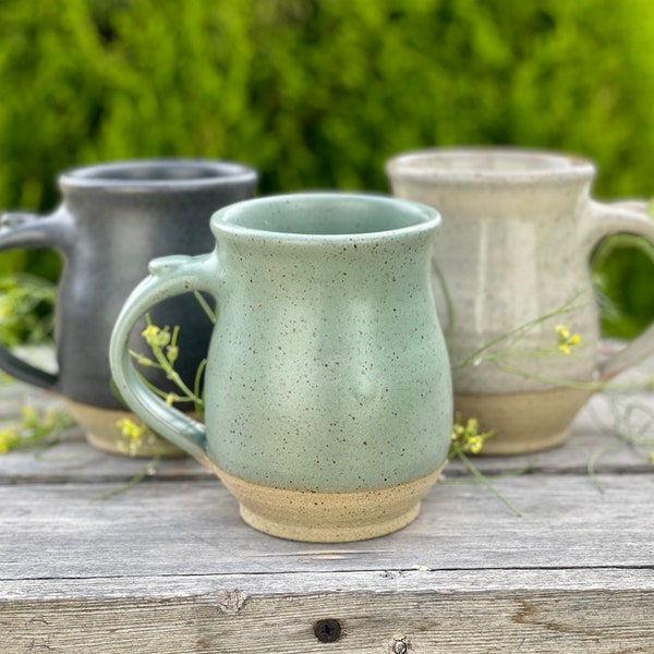 Minimalist Handmade Pottery Mug, handmade mug, farmhouse decor, stoneware mug, large mug, big coffee mug, pottery mug, Ruddy Waters Pottery