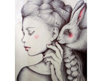 White rabbit print