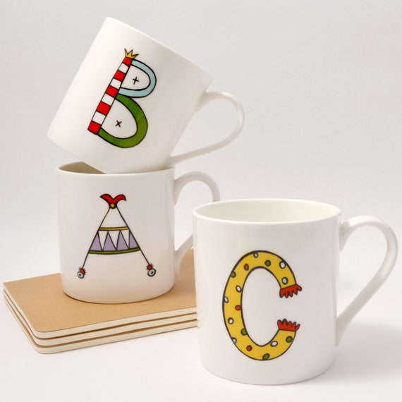 Alphabet Initial Mug Etsy