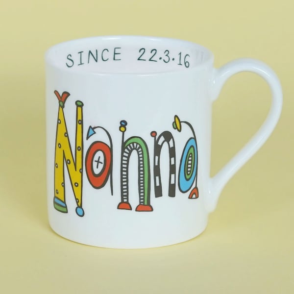 Nanna Mug, Can be personalised with any name, Fine bone china Nanna mug, Personalized family name mug, Custom Grandma gift.