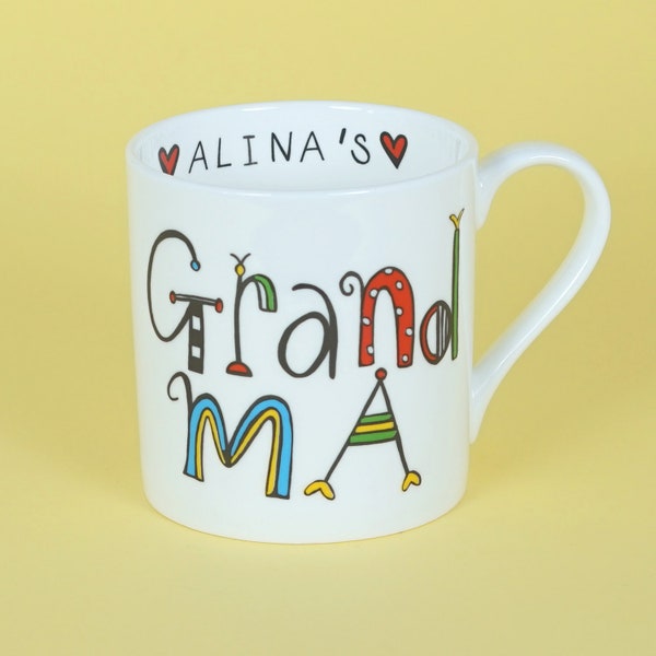 Grandma Mug, Can be personalised with any name, Fine bone china Grandma mug, Personalized family name mug, Custom Grandma gift.
