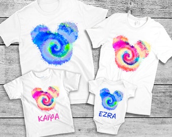 Disney Vacation T-Shirts, Family Vacation T-Shirts, Matching Disney T-Shirts, Tie Dye Mouse Ear T-Shirts