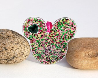 Fused Glass Mouse Ears Ornament, Fused Glass Mouse Ears Suncatcher