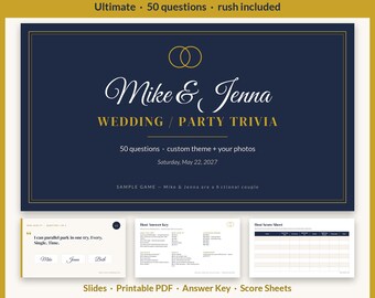 Custom Wedding Trivia Game, Personalized Couples Trivia, Bridal Shower Game, Birthday Retirement Party Game, RUSH 3-Hour Delivery, Ultimate
