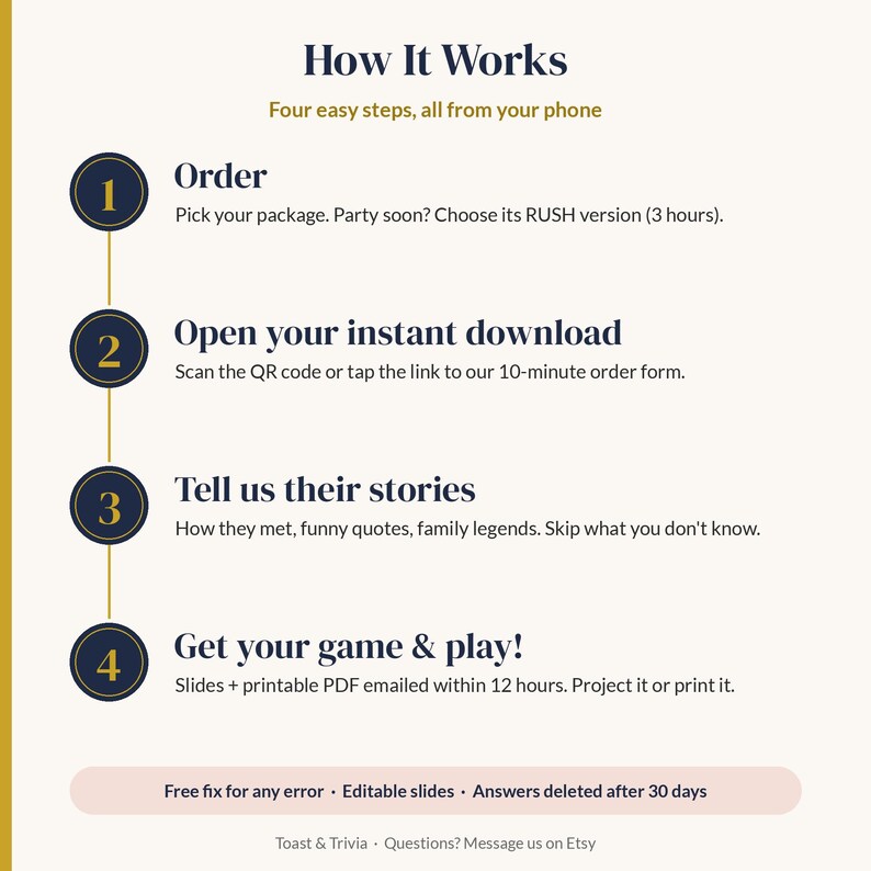 Custom Wedding Trivia Game, Personalized Couples Trivia, Bridal Shower Game, Birthday Retirement Reunion Party Game, Slides + PDF, Classic imagen 4