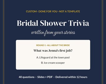 Bridal Shower Trivia Game, Custom How Well Do You Know the Bride, Personalized Bridal Shower Game, 40 Questions, Slides + Printable PDF
