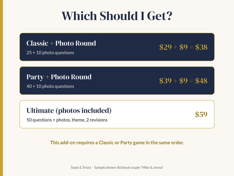 Add-On: Extra Photo Round for Custom Wedding Trivia or Party Trivia Game, 10 Photo Questions, Guess the Year, Baby Photo Trivia image 5